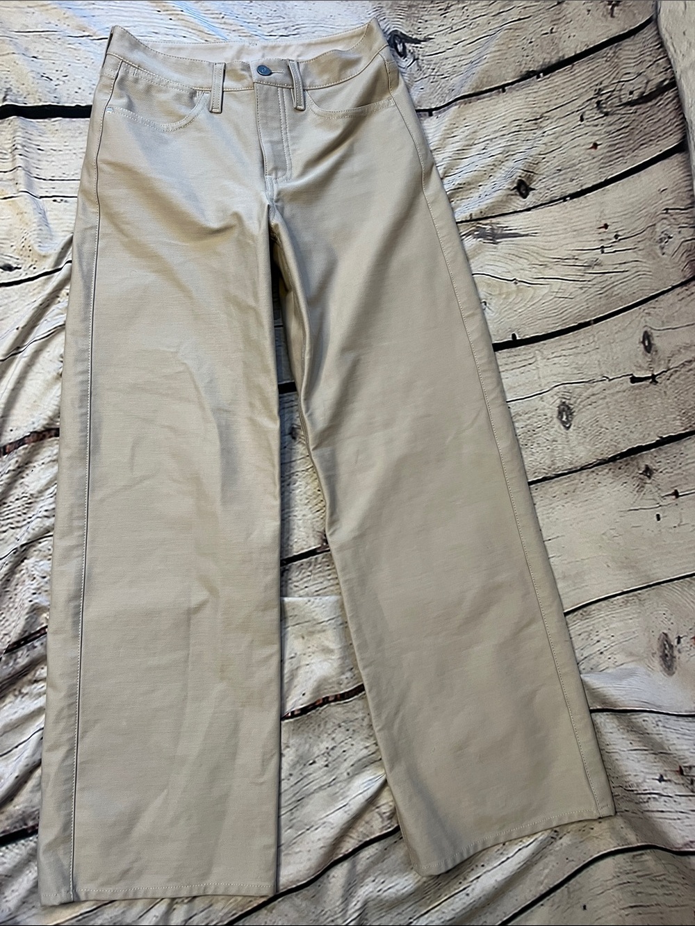 Lululemon Khaki Beige wide Leg Pants Size 24 5 Pocket Casual Trousers Beige